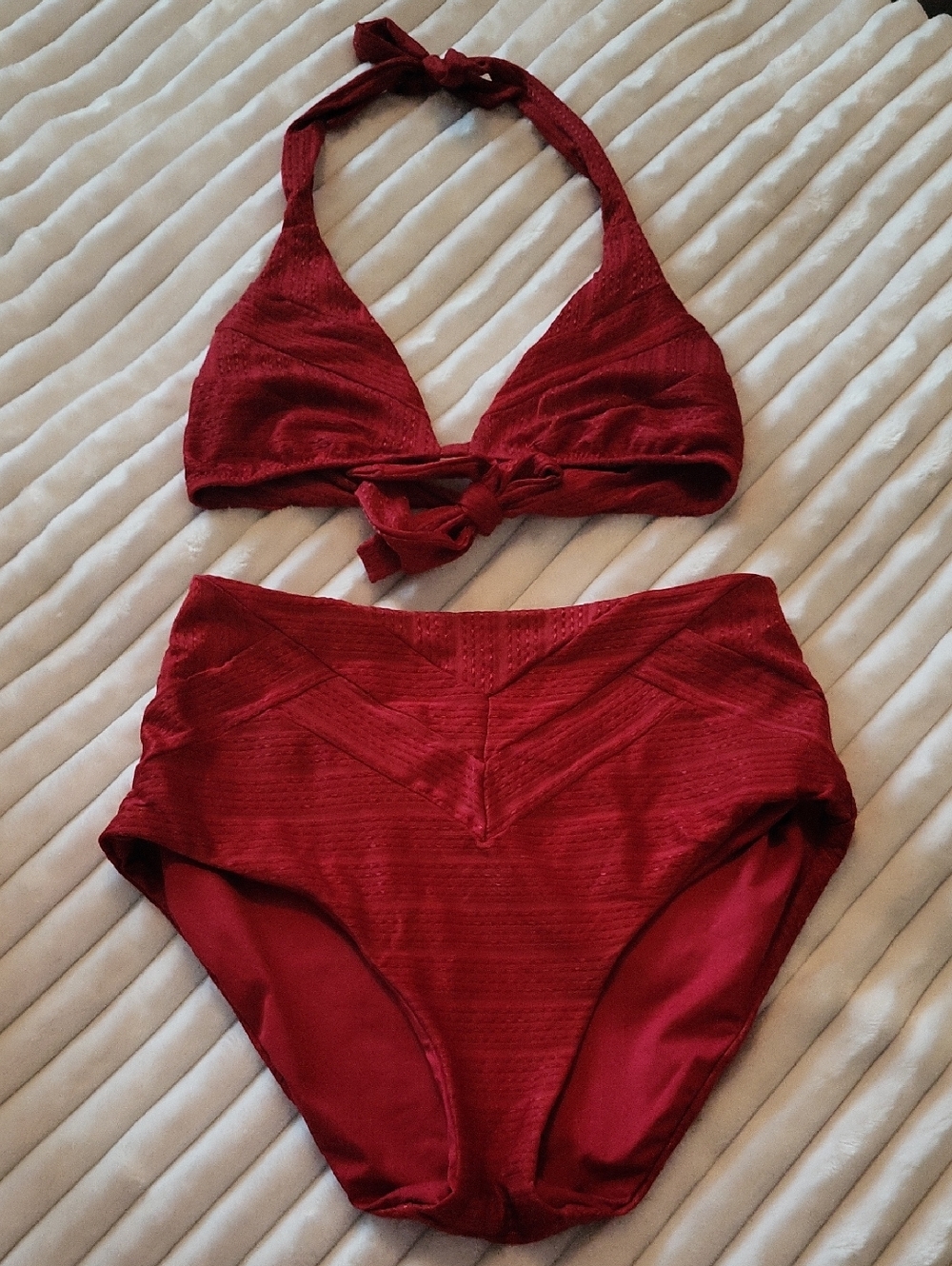 Becca Ruby Red High Waist Swim Suit